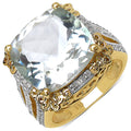 14K Yellow Gold Plated 8.24 Carat Genuine Amethyst & White Topaz .925 Sterling Silver Ring by Bids.com