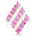 2.95 Carat Genuine Ethiopian Opal and Ruby .925 Sterling Silver Ring by Bids.com