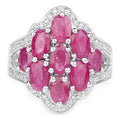 4.72 Carat Genuine Ruby and White Zircon .925 Sterling Silver Ring by Bids.com