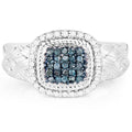 0.28 Carat Genuine Blue Diamond and White Diamond .925 Sterling Silver Ring by Bids.com