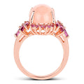 14K Rose Gold Plated 9.13 Carat Genuine Morganite and Rhodolite .925 Sterling Silver Ring by Bids.com