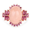 14K Rose Gold Plated 9.13 Carat Genuine Morganite and Rhodolite .925 Sterling Silver Ring by Bids.com