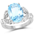 7.29 Carat Genuine Swiss Blue Topaz & White Topaz .925 Sterling Silver Ring by Bids.com