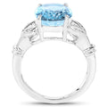 7.29 Carat Genuine Swiss Blue Topaz & White Topaz .925 Sterling Silver Ring by Bids.com