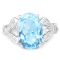 7.29 Carat Genuine Swiss Blue Topaz & White Topaz .925 Sterling Silver Ring by Bids.com