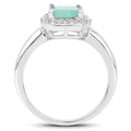 1.73 Carat Genuine Emerald & White Topaz .925 Sterling Silver Ring by Bids.com
