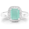 1.73 Carat Genuine Emerald & White Topaz .925 Sterling Silver Ring by Bids.com