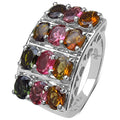 3.72 Carat Genuine Multi Tourmaline .925 Sterling Silver Ring by Bids.com