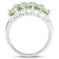 3.45 Ct Oval Green Peridot Prong Silver Cluster Ring by Fine Color Jewels