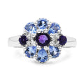 1.25 Carat Genuine Tanzanite, Amethyst & White Topaz .925 Sterling Silver Ring by Bids.com