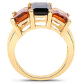14K Yellow Gold Plated 8.14 Carat Genuine Smoky Quartz, Citrine and Champagne Quartz .925 Sterling Silver Ring by Bids.com