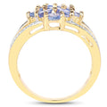 14K Yellow Gold Plated 1.59 Carat Genuine Tanzanite and White Topaz .925 Sterling Silver Ring by Bids.com