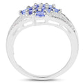 1.59 Carat Genuine Tanzanite and White Topaz .925 Sterling Silver Ring by Bids.com