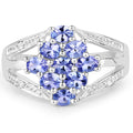 1.59 Carat Genuine Tanzanite and White Topaz .925 Sterling Silver Ring by Bids.com