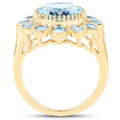 14K Yellow Gold Plated 6.59 Carat Genuine Blue Topaz .925 Sterling Silver Ring by Bids.com