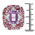 7.59 Carat Genuine Pink Amethyst, Rhodolite and White Topaz .925 Sterling Silver Ring by Bids.com