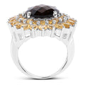 8.56 Carat Genuine Smoky Quartz & Citrine .925 Sterling Silver Ring by Bids.com