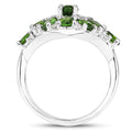2.77 Carat Genuine Chrome Diopside and White Zircon .925 Sterling Silver Ring by Bids.com