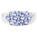 1.70 Ct Oval Violet Tanzanite Prong Silver Cluster Ring by Fine Color Jewels