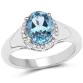 2.13 Carat Genuine London Blue Topaz and White Topaz .925 Sterling Silver Ring by Bids.com
