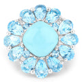 9.50 Carat Genuine Turquoise and Swiss Blue Topaz .925 Sterling Silver Ring by Bids.com