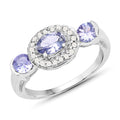 1.00 Carat Genuine Tanzanite and White Topaz .925 Sterling Silver Ring by Bids.com