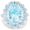 7.57 Carat Genuine Blue Topaz and White Topaz .925 Sterling Silver Ring by Bids.com