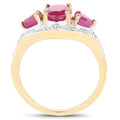 14K Yellow Gold Plated 2.49 Carat Genuine Glass Filled Ruby and White Topaz .925 Sterling Silver Ring by Bids.com
