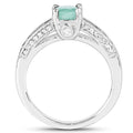 1.22 Carat Genuine Emerald and White Topaz .925 Sterling Silver Ring by Bids.com