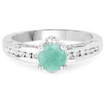 1.22 Carat Genuine Emerald and White Topaz .925 Sterling Silver Ring by Bids.com