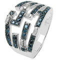 0.59 Carat Genuine Blue Diamond & White Diamond .925 Sterling Silver Ring by Bids.com