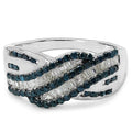 0.88 Carat Genuine Blue Diamond & White Diamond .925 Sterling Silver Ring by Bids.com