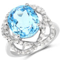 7.32 Carat Genuine Swiss Blue Topaz & White Topaz .925 Sterling Silver Ring by Bids.com