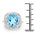 7.32 Carat Genuine Swiss Blue Topaz & White Topaz .925 Sterling Silver Ring by Bids.com