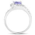 1.82 Carat Genuine Tanzanite and White Zircon .925 Sterling Silver Ring by Bids.com