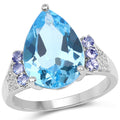 6.86 Carat Genuine Swiss Blue Topaz, Tanzanite & White Topaz .925 Sterling Silver Ring by Bids.com