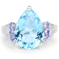 6.86 Carat Genuine Swiss Blue Topaz, Tanzanite & White Topaz .925 Sterling Silver Ring by Bids.com