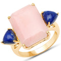 12.18 Carat Genuine Pink Opal and Lapis .925 Sterling Silver Ring by Bids.com
