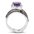2.31 Carat Genuine Amethyst, Black Spinel and White Diamond .925 Sterling Silver Ring by Bids.com