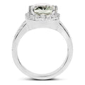 3.94 Carat Genuine Green Amethyst and White Topaz .925 Sterling Silver Ring by Bids.com