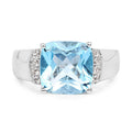 4.58 Carat Genuine Blue Topaz and White Topaz .925 Sterling Silver Ring by Bids.com