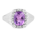 2.13 Carat Genuine Amethyst and White Topaz .925 Sterling Silver Ring by Bids.com