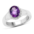 1.73 Carat Genuine Amethyst and White Topaz .925 Sterling Silver Ring by Bids.com