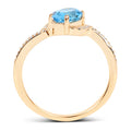 1.04 Carat Genuine Swiss Blue Topaz and White Diamond 14K Yellow Gold Ring by Bids.com