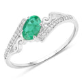 0.51 Carat Genuine Zambian Emerald and White Diamond 14K White Gold Ring by Bids.com