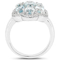 3.09 Carat Genuine Aquamarine and White Zircon .925 Sterling Silver Ring by Bids.com