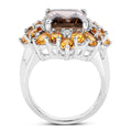 6.72 Carat Genuine Smoky Quartz, Citrine and White Diamond .925 Sterling Silver Ring by Bids.com