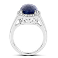 9.83 Carat Genuine Blue Sapphire and White Diamond .925 Sterling Silver Ring by Bids.com