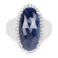 9.83 Carat Genuine Blue Sapphire and White Diamond .925 Sterling Silver Ring by Bids.com