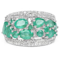 3.27 Carat Genuine Emerald and White Zircon .925 Sterling Silver Ring by Bids.com